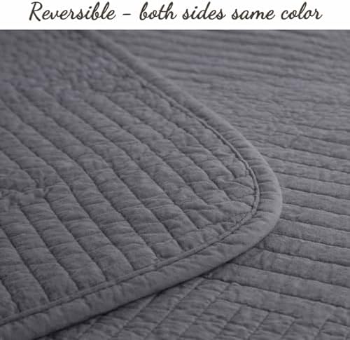 Cozy Line Home Fashions 100% Cotton Quilt Set, Charcoal Gray, Queen