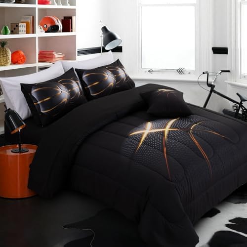 A Nice Night 6Pcs Bed in A Bag Queen Basketball Comforter Set for Kids Teen