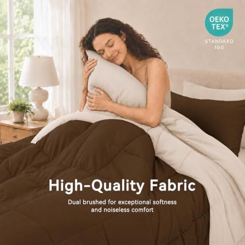 Anluoer Queen Comforter Set 7 Piece, Soft Bed in a Bag Queen Bedding Sets