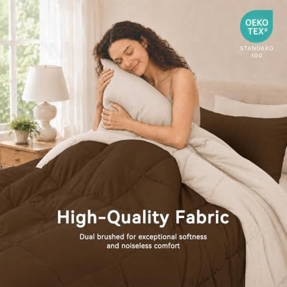 Anluoer Queen Comforter Set 7 Piece, Soft Bed in a Bag Queen Bedding Sets