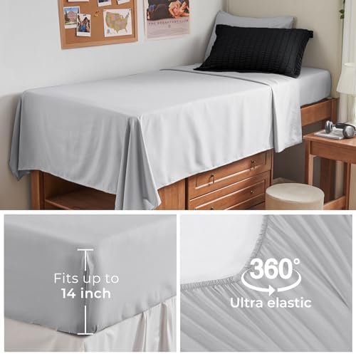 HYMOKEGE Black/Light Grey Twin XL Comforter Set Seersucker 5 Pieces, All Season Luxury Bed in a Bag for Bedroom, Bedding Set with Comforter, Sheets, Pillowcase & Sham