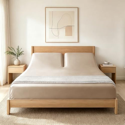 RUDONG M Split Top King Fitted Sheet Only for Adjustable Beds, Taupe