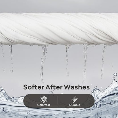 JELLYMONI Washed Cotton Duvet Cover - Off White, Queen Size 90x90 Inches, 3-Piece Bedding Set with Button Closure, Includes 1 Duvet Cover & 2 Pillowcases (Comforter Not Included)