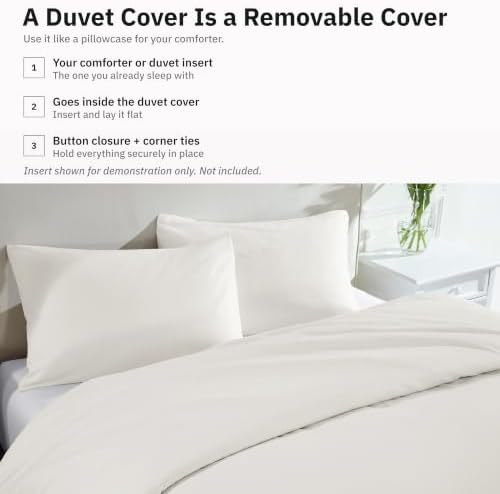 California Design Den Luxury Duvet Cover Set Oversized King, Ivory