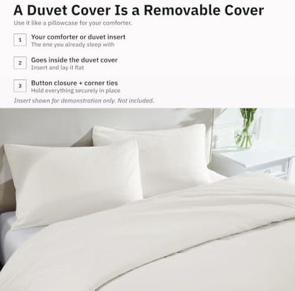 California Design Den Luxury Twin XL Duvet Cover Set, Ivory