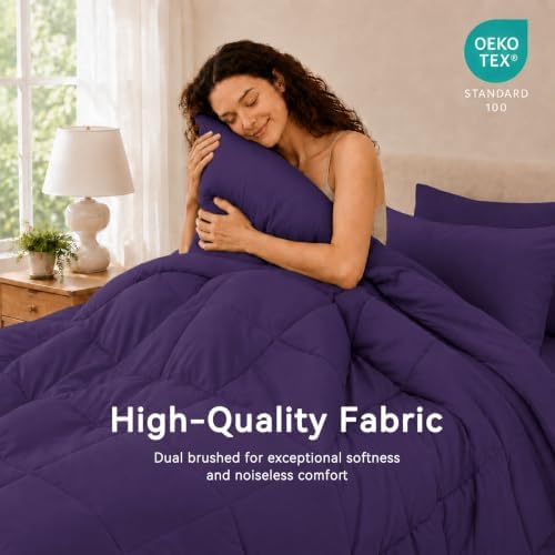 Anluoer California King Comforter Set, 7 Piece Bed in a Bag Bedding Set