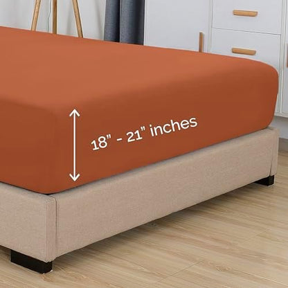 Elegant Comfort 1500 Premium Hotel Quality 18-21 Inches Deep - Extra Deep Pocket Single Fitted Sheet for High Mattress, Luxury and Softest, Smart Pocket - Wrinkle Free, Full, Coral