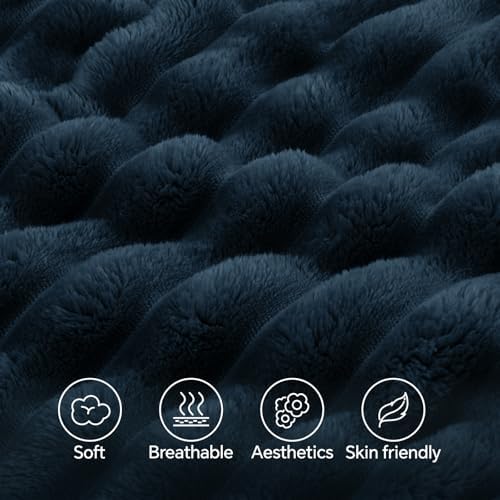 BEDELITE Fluffy Striped Body Pillow Cover with Zipper, Navy Blue, 20x54