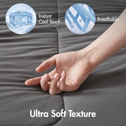 Madison Park Breathable Cooling Comforter Full/Queen, Grey, 90x90