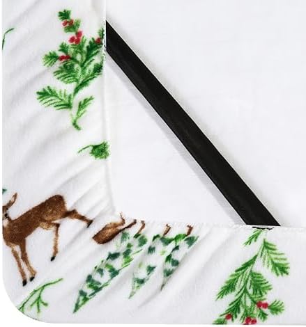 Elegant Comfort Luxuriously Soft 4-Piece Holiday Velvet Plush Flannel Sheet Set - Premium Quality - Cozy Warm, Christmas Fuzzy Velvet Flannel Fleece Deep Pocket Sheet Set - Full, Enchanted Woods