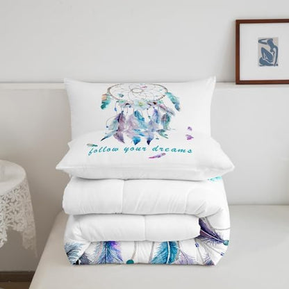 Feelyou Dreamcatcher Comforter Set Boho Dream Catcher Bedding Set for Kids Boys Girls Teens Decor Indian Hippie Feather Print Comforter Native American Duvet Set 3Pcs King Size