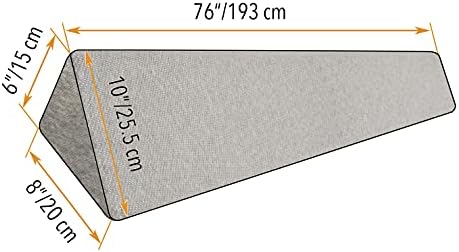 Insieme King Size Bed Wedge Pillow for Headboard Gap (Gray) | Long Triangular Pillow Wedge/Bed Gap Filler/Bolster Pillow for Pillow Support & Covering Cracks Between Bed/Headboard/Wall (76x8x6 inch)