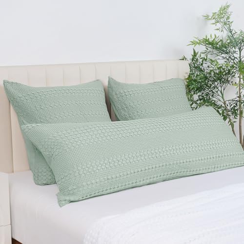 PHF Cotton Waffle Body Pillowcase 20" x 54", Mint Green, No Insert