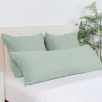 PHF Cotton Waffle Body Pillowcase 20" x 54", Mint Green, No Insert