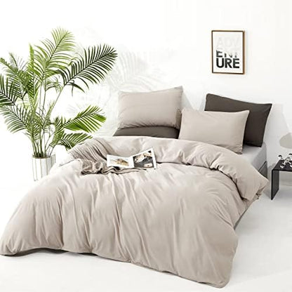 Houseri Beige Comforter Full Size Set Cream, 3 Pieces Light Taupe Bedding Soft All Season Lightweight Farmhouse Light Khaki Modern Light Brown Bedding Comforters College Dorm Bed Quilt Blanket Full