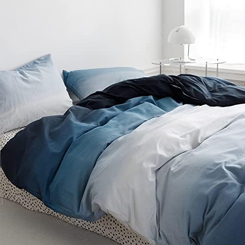 Wellboo Blue White Gradient Comforter Sets Twin Solid Ocean Sea Blue Bedding Comforters Cotton Modern Plain White and Sky Blue Gradient Soft Quilts Farmhouse Abstract Art Watercolor Comforters Warm
