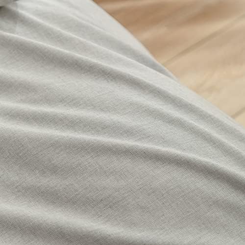 BESTOUCH Cotton Solid Duvet Cover Set Linen Feel Light Grey Super King