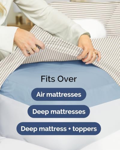 CGK Linens 2 Pack Extra Deep King Fitted Sheets - Beige Stripes