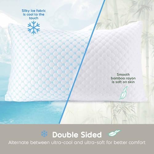 Nestl King Size Cooling Pillow for Sleeping 4 Pack, Luxury Shredded Memory Foam King Pillow, Adjustable Cold Gel Pillows for Hot Sleepers, Supportive Cool Pillows for Side, Back, Stomach Sleepers