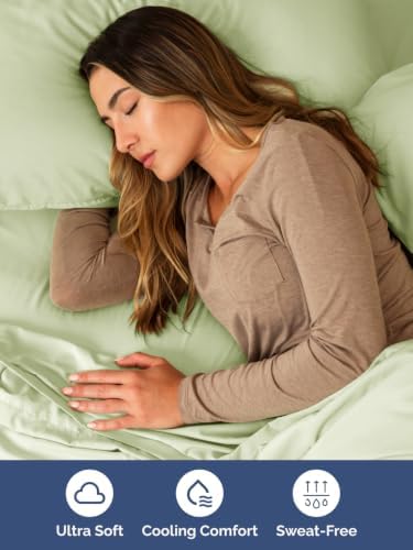 Extra Deep Cal King Sheet Set - Breathable & Cooling - Light Sage Green