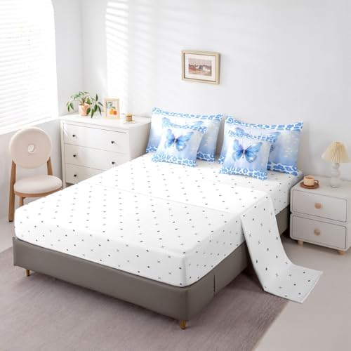Feelyou Cute Butterfly Comforter Set with Sheets 7 Piece Full Size
