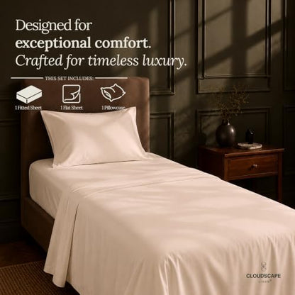 CLOUDSCAPE Millennium Series Soft 100% Egyptian Cotton Sheets Twin,Ivory