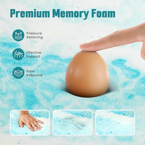 DUMOS CertiPUR-US Certified, Cooling Gel Infused, Breathable Soft Comfy Padding, Thick Memory Foam Bed Topper Pad, Mattress Toppers for Sleeper Sofa Couch RV Camper, Blue, 2 Inch, Full Size