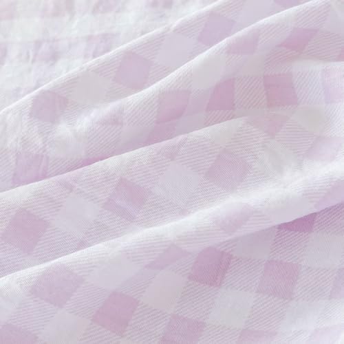 NSNLGSGC Purple Gingham Duvet Cover Set, Queen