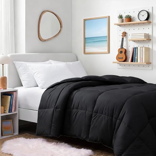 TEXARTIST Twin Comforter, All Season Down Alternative Black Duvet Insert