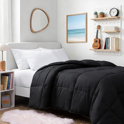 TEXARTIST Twin Comforter, All Season Down Alternative Black Duvet Insert