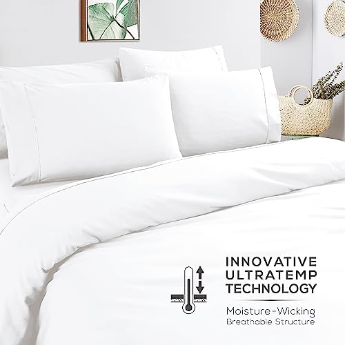 Mueller UltraTemp 6 PC Queen Sheet Set - Ultra-Soft Luxury Series, Cooling & Breathable Hotel Luxury Bed Sheets, Deep Pocket Wrinkle-Free Oeko-TEX, Beige