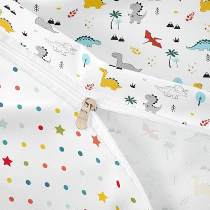 Dinosaur Duvet Cover Cute Animal Printed Comforter Cover King Size for Boys Teens Kids Lovely Dinosaur Pattern Bedding Set Girls Women Home Bedroom Decor 3Pcs Soft Reversible Bedclothes, Zipper