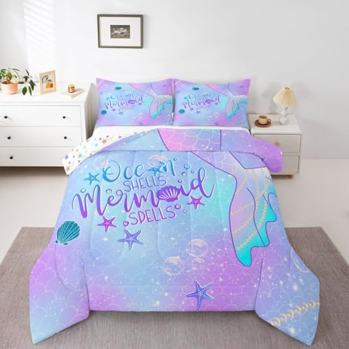 Feelyou Mermaid Bedding Set Twin Size Bedding Set for Kids