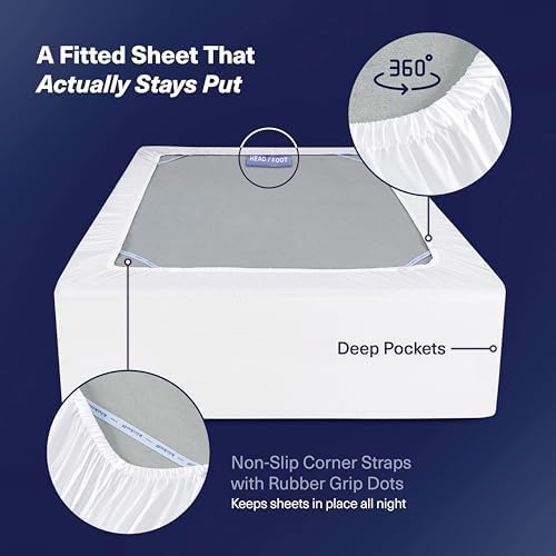 Kickoff Viscose Bamboo Sheets Twin Size 3-pc 100% Organic Bamboo Viscose Bed Cooling Sheets Twin Size Set Cool Bedding for hot Sleepers Sheet Set - Gift Ready Packaging (Snow White, T)