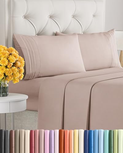 King Size 4 Piece Sheet Set - Ultra Soft & Cooling Bed Sheets - Dusty Pink