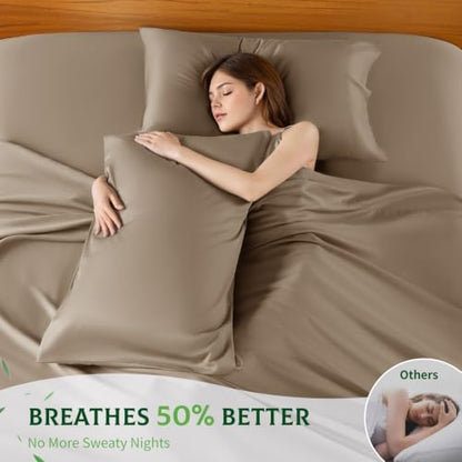 SONORO KATE 100% Viscose Derived from Bamboo_Sheets, Extra Deep Pocket,4PC