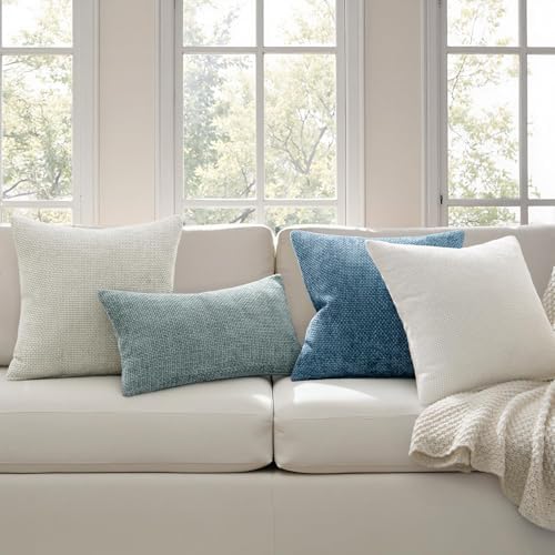 MIULEE Decorative Couch Throw Pillow Covers 20x20 Inch Coastal Blue 2 Pack