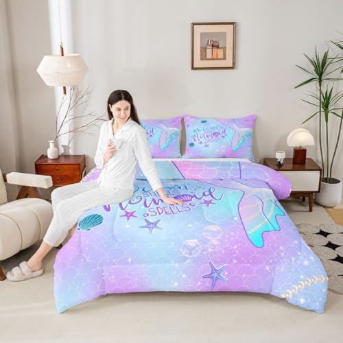 Feelyou Mermaid Bedding Set Toddler Size Bedding Set for Kids