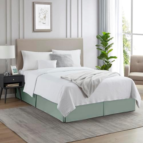 Nestl Sage Green Bed Skirt King Size - King Bed Skirt 14 Inch Drop - Brushed Microfiber Bed Skirts - Hotel Quality Pleated Bed Skirt - Shrinkage & Fade Resistant (Pack of 2)