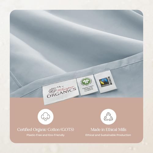 100% Organic Cotton Pillow Cases Queen Size Set of 2 - 100% Cotton Pillowcases GOTS Certified 300 Thread Count - Naturally Cooling Comfortable Breathable & Soft Pillow Cases (Powder Blue, Queen)