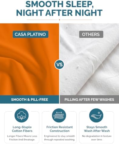 Casa Platino 100% Cotton Sheets Twin XL – Breathable Crisp Percale Twin XL Mattress Sheets with 2 Pillowcases, 15" Deep Pocket Fitted Sheet, Ultra Soft & Cozy Feel for Great Nights Sleep – Rust