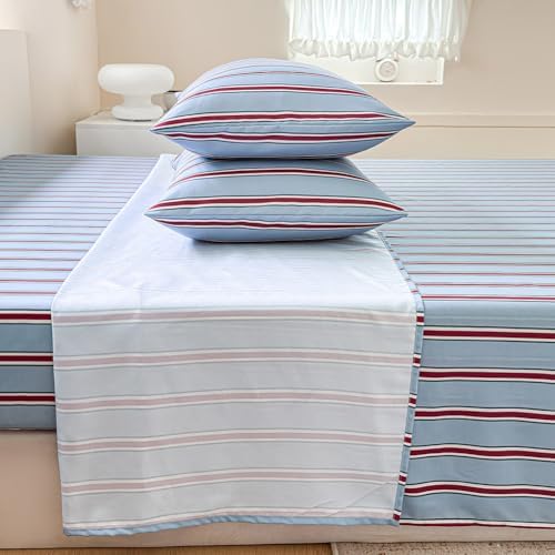 NSNLGSGC Blue and Red Retro Striped Duvet Cover Set, Full