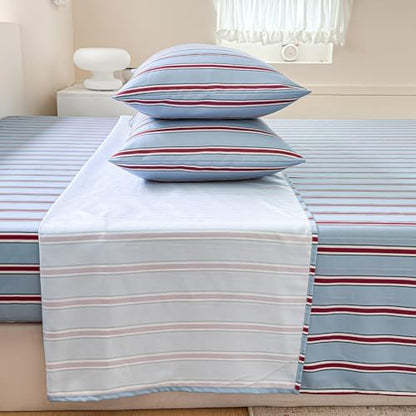 NSNLGSGC Blue and Red Retro Striped Duvet Cover Set, Full
