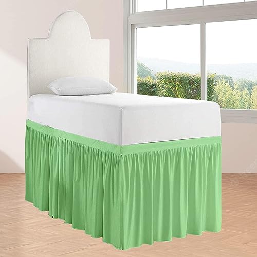 Full XL 40" Inch Drop Long Dorm Bed Skirt, Ruffled Pattern College Dorm Room Bed Skirts, Split Corner, Easy Care, No Wrinkle Microfiber Bed Skirt