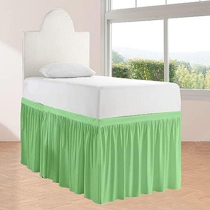 Twin XL 46" Inch Drop Long Dorm Bed Skirt, Ruffled Pattern College Dorm Room Bed Skirts, Split Corner, Easy Care, No Wrinkle Microfiber Bed Skirt