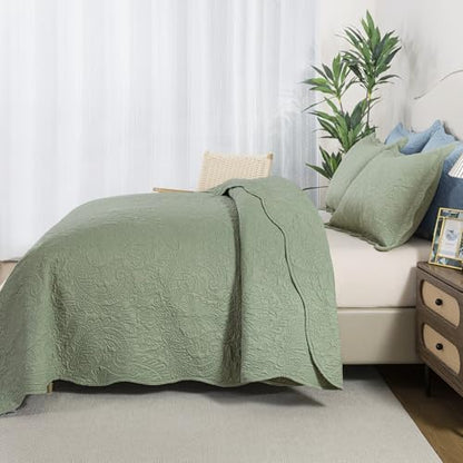 HoneiLife Quilt Sets King Size - 3 Piece Microfiber Quilt Set Lightweight Bedspreads Reversible Coverlets Rustic Bed Cover King Quilt Bedding Sets All Season Quilts