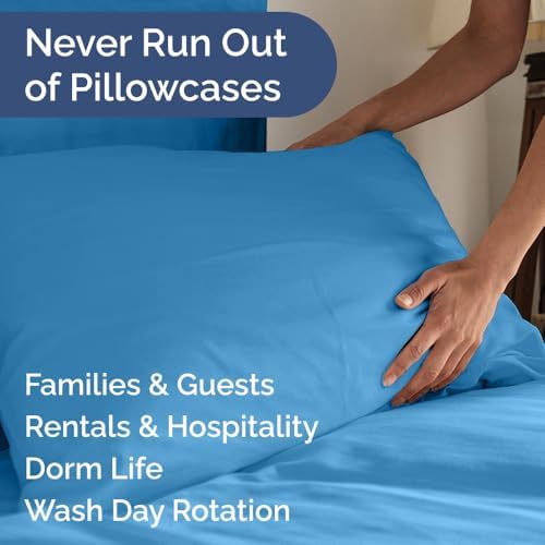 King Standard Pillow Cases Set of 8 - Soft Pillowcase Covers - Denim Blue