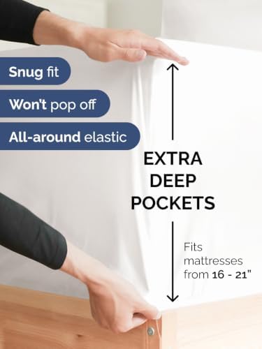 Extra Deep Pocket Queen Sheet Set - Breathable & Cooling - Antique White