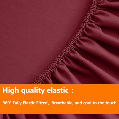 TAIMIT Burgandy Full Size Comforter Set - 7 Pieces, Bed in a Bag Bedding Sets with All Season Soft Quilted Warm Fluffy Reversible Comforter,Flat Sheet,Fitted Sheet,2 Pillow Shams,2 Pillowcases