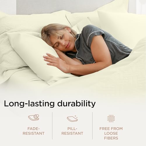 Threadmill 600 Thread Count Cotton King Sheet Set, Sateen, Ivory, 4-Piece